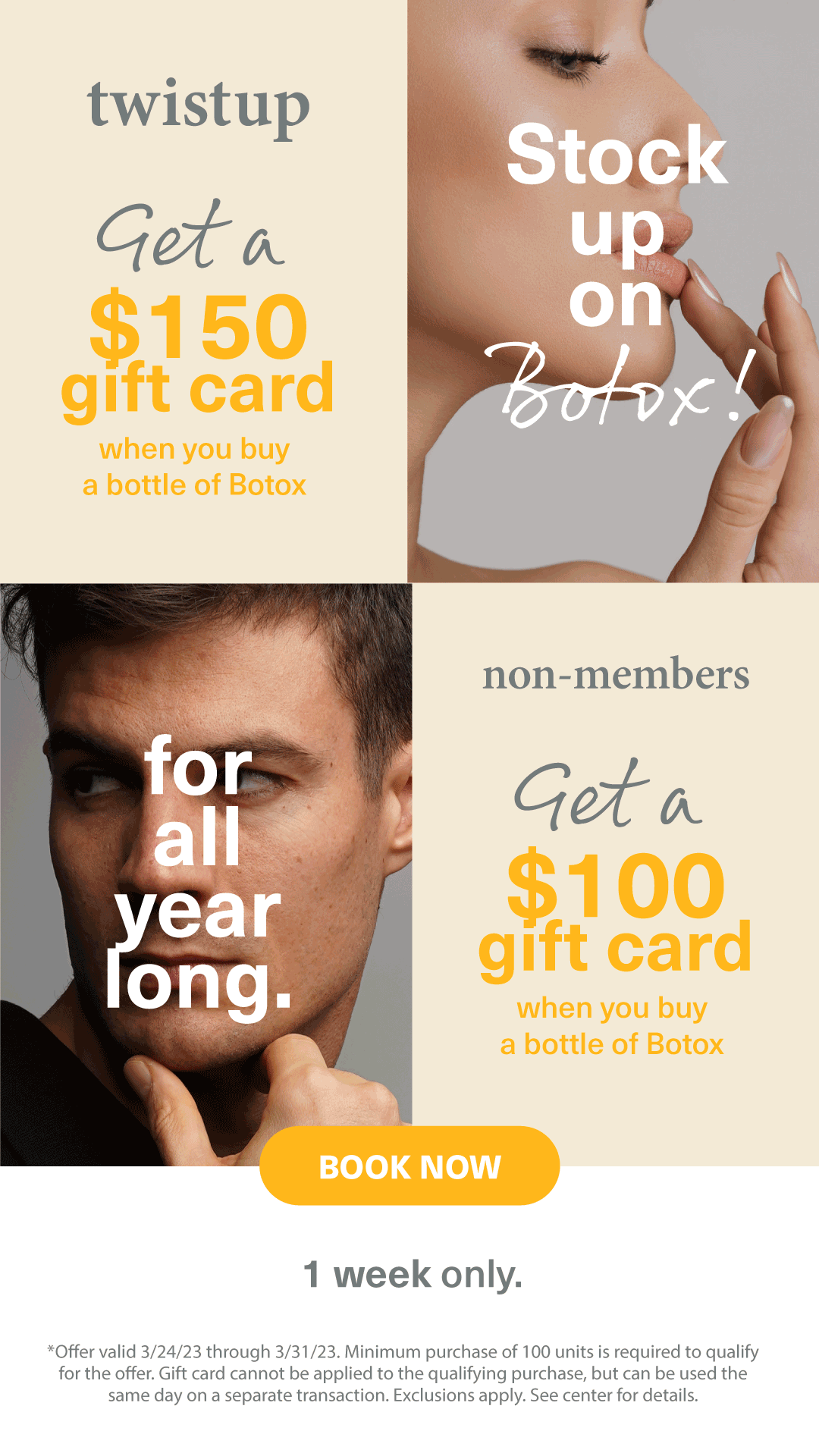 Get a $150 gift card when you buy a bottle of botox