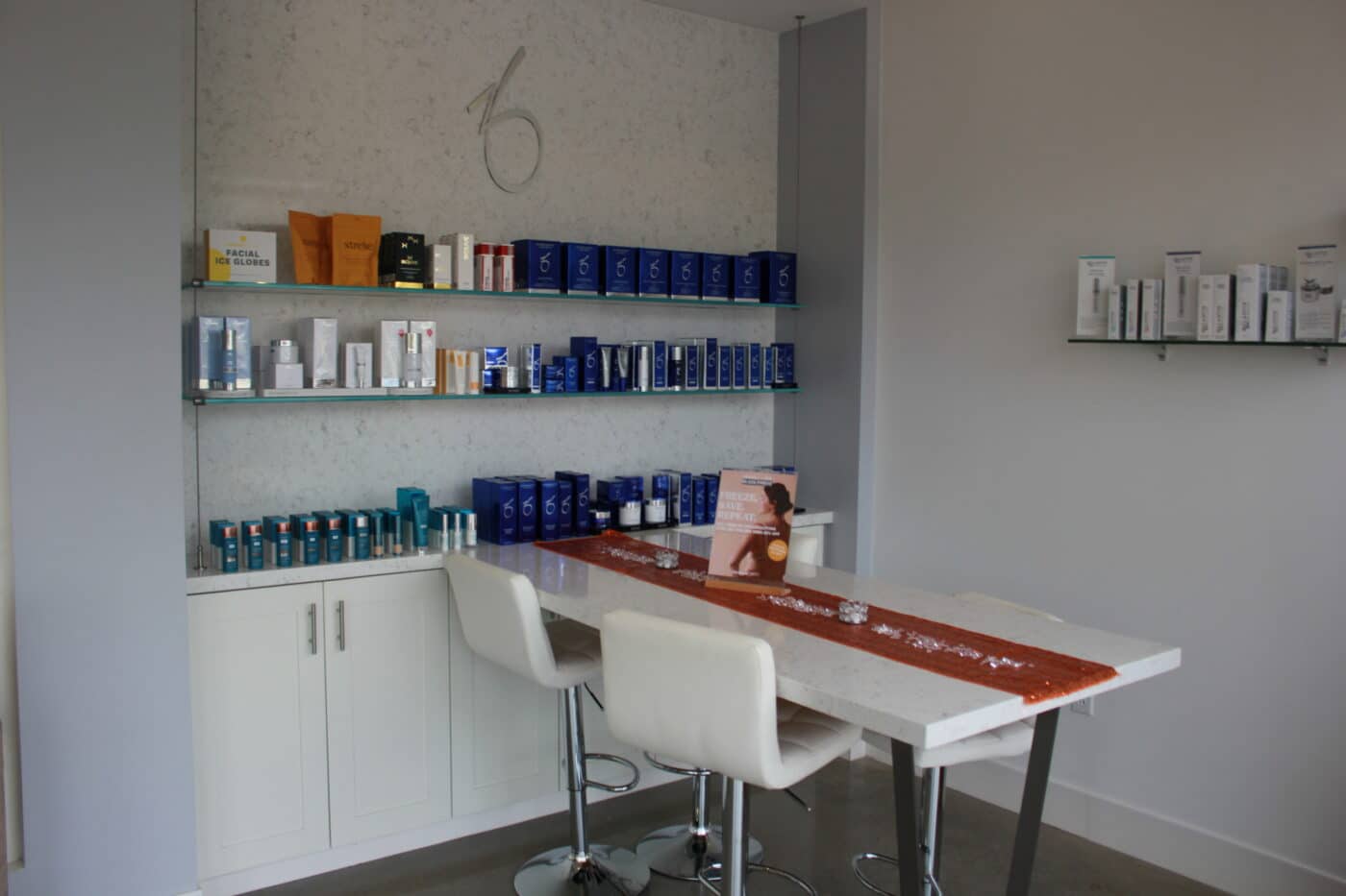 Orangetwist-Fort-Worth-skincare-shelving-table